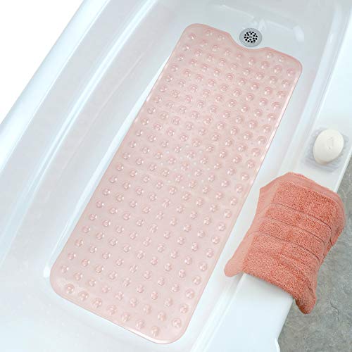 SlipX Solutions Il Tappetino da Bagno Extra Lungo aggiunge trazione Antiscivolo a vasche e docce - 30% in più Rispetto ai tappetini Standard! (200 Ventose, 99 cm di Lunghezza, Corallo)