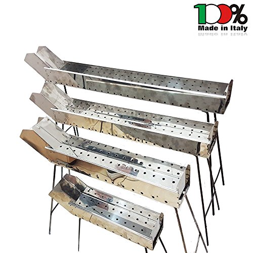 FORNACELLA BARBECUE ARROSTICINI SPIEDINI ACCIAIO INOX DA 110 CM PIEDI PIEGHEVOLI