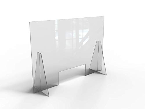 Schermo protettivo in Plexiglass trasparente 70x100 cm con appoggi trasparenti