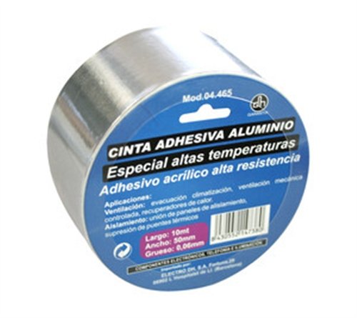 Nastro adesivo di alluminio speciale temperatura uso ventilazione e isolamento larghezza 50 mm Lunghezza 10 m ElectroDH 04.465