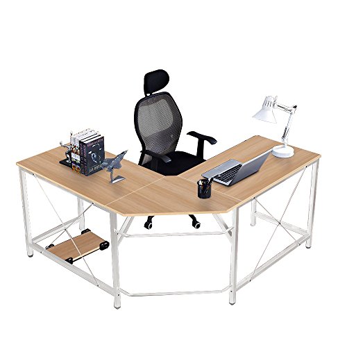 SogesHome Scrivania a Forma di LGrande Tavolo da scrivania angolare Scrivania da Ufficio Computer Workstation per la casa e L'Ufficio (150 + 150) * 55 * 76 cm, LD-Z01-MO-SH