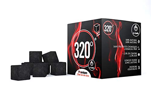 320° Carbone naturale di noce di cocco (26mm Cubes) per barbecue e narghilè, shisha, 1 kg