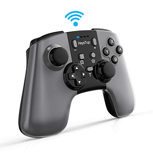 Controller per Nintendo Switch, HEYSTOP Controller Wireless per Nintendo Switch, Switch PRO Controller Blutooth, Controller Switch Compatible with Windows PC (Gray-black)