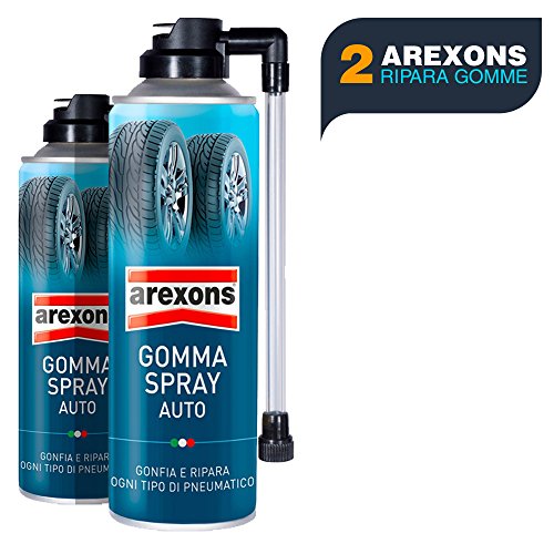 BuyStar Arexons 8473 Gomma Spray Sigilla Forature e Rigonfia Pneumatici 2 Bombolette