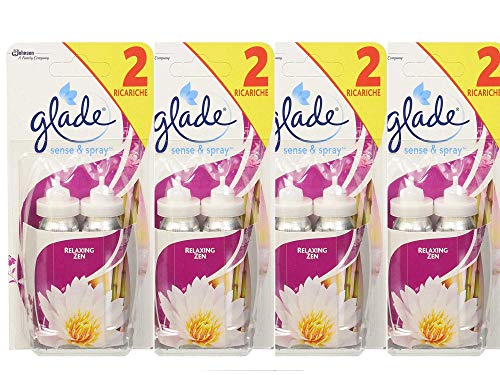 Glade Sense & Spray Doppia Ricarica - Fragranza Relaxing Zen, 4 Confezione da 2 ricariche di 18 ml