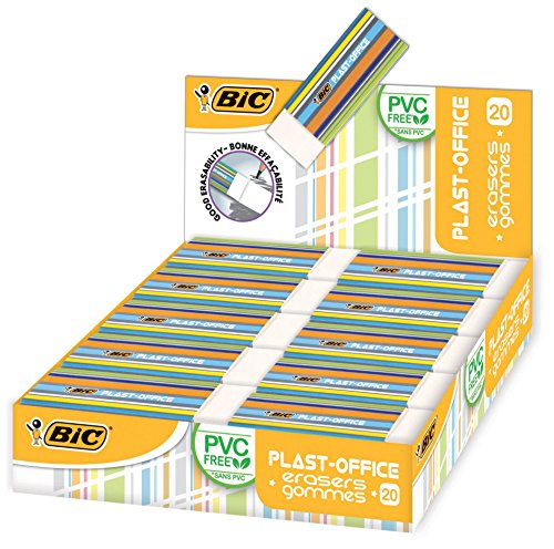 BIC Radierer PLAST di Office in plastica, Display Box da 20 pezzi