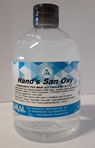 Hand's San Aral Gel Sanitizzante Igienizzante per le Mani Senza Risciacquo Dispenser 500 ml con Glicerina Protettiva della Pelle -- PROFESSIONALE --