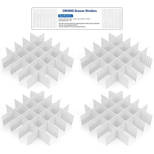 CROING - 32 Pezzi Bianco - Divisori per Cassetti, Fai da Te Organizzatore per Cassetti