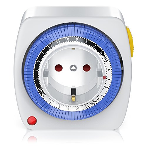 Bearware - Timer meccanico 24 ore timer 220V - 96 segmenti da 15min l'uno - Timer elettrico - Bianco