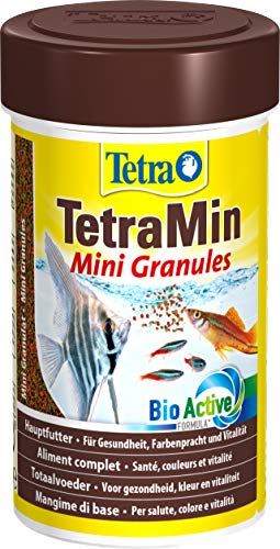TetraMin Mini Granules Mangime per Pesci sotto Forma di Mini Granuli Fini per Pesci Ornamentali d'Acqua Dolce di Taglia Piccola, 100 ml