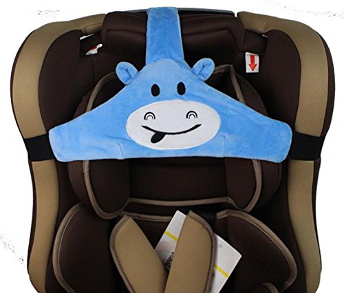 MINGZE Seggiolino auto per bambino, supporto per la testa del seggiolino auto, posizionatore per il sonno sicuro e accogliente, cintura di fissaggio regolabile per cintura di sicurezza (Blu)