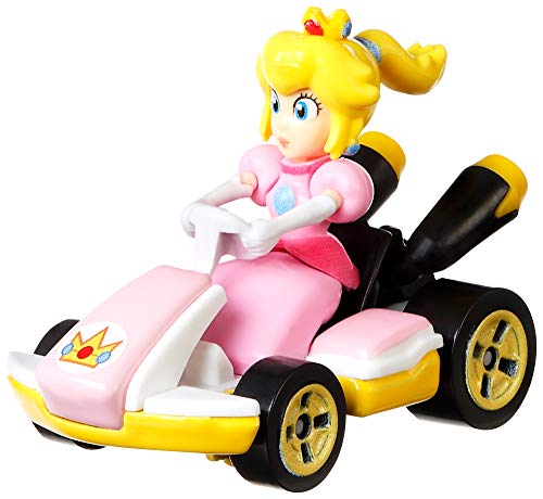 Hot-Wheels- Mario Kart Personaggio Principessa Peach Veicolo in Metallo in Scala 1:64, Macchinina Giocattolo per Bambini 3 + Anni, GBG28