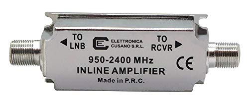 Elettronica Cusano, Amplificatore di Linea per Antenna Satellitare, Guadagno 24dB, 950-2400 Mhz, 1, Grigio