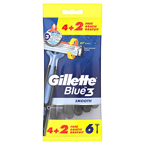 Gillette Blue3 - Rasoio usa e getta da uomo 4+2, 6 pezzi