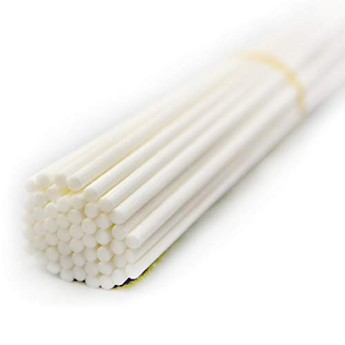 50 pezzi Bastoncini in fibra per diffusore per profumo di casa, bastoncini di ricambio per diffusore di olio profumato (Bianco, 20cm*4mm)