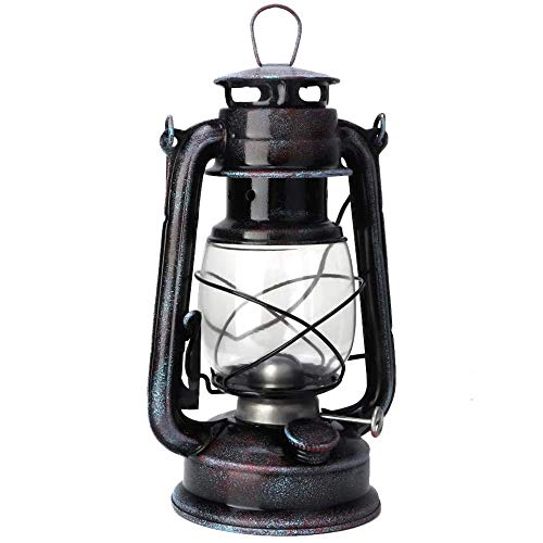 POFET - Lanterna a olio, stile vintage, stile vintage, con lanterna a olio, per casa, giardino, campeggio, citronella, colore: Rosso