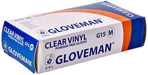 Gloveman HQ021 - Guanti in vinile senza polvere, misura media, confezione da 100