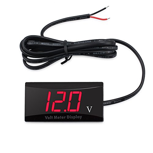 YGL Voltmetro Digitale per Auto, Impermeabile DC 12V Voltmetro Digitale a LED per Moto Auto(Rosso)