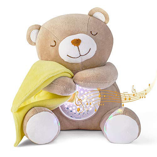 APUNOL Carillon Neonati, Peluche per Nanna, Luce Notturna Bambini Ricaricabile USB Regalo Neonate Giocattolo Teddy con Sensore di Pianto, Proiettore Stele e Rumori Bianchi…