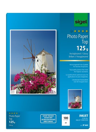 SIGEL IP664 Carta fotografica Top, InkJet extra lucida, A4, 125 g, 100 fg.
