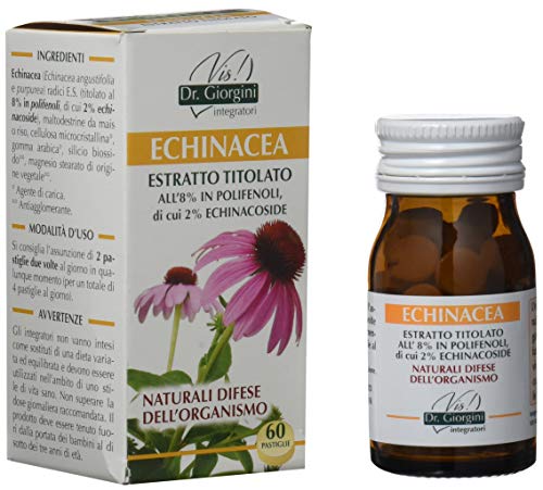 Dr. Giorgini Integratore Alimentare, Monocomponenti Erbe Echinacea Estratto Titolato all'8% in Polifenoli, di Cui 2% Echinacoside Pastiglie - 30 g