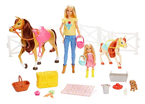 Barbie Ranch di Barbie e Chelsea, Playset Giocattolo con Due Bambole, Cavalli e Accessori, per Bambini 3 + Anni, FXH15, Imballaggio Standard