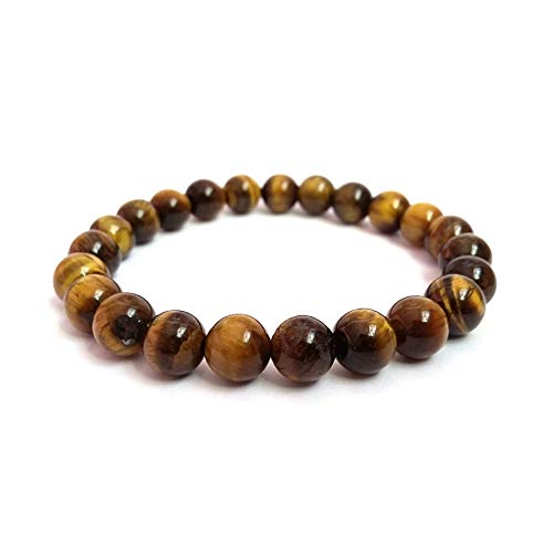 Bracciale Occhio di Tigre Unisex, Pietre Dure Naturali, Elastico 19 cm, Fatto a Mano