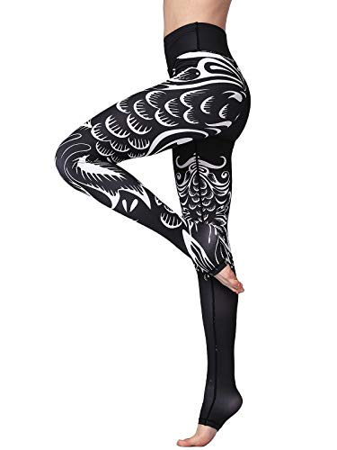 FLYILY Donna Leggings Sportivi Elastico Stampa Floreale Pantalone da corsa da donna Leggings a vita alta Pantaloni da yoga lunghi elasticizzati