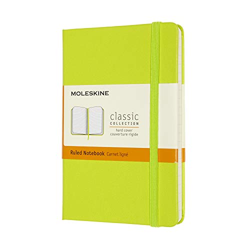 Moleskine - Classic Notebook, Taccuino a Righe, Copertina Rigida e Chiusura ad Elastico, Formato Pocket 9 x 14 cm, Colore Verde Limone, 192 Pagine