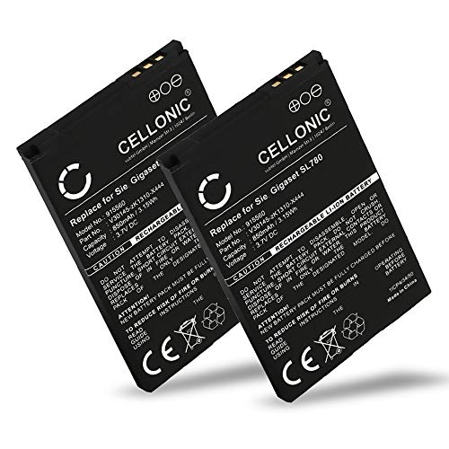 CELLONIC 2X Batteria Premium Compatibile con Siemens Gigaset SL400, SL78, SL785, SL788 (850mAh) V30145-K1310-X445,4250366817255,S30852-D2152-X1 Batteria di Ricambio, accu Sostituzione, sostituto