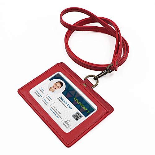 Porta badge con pelle, ID carte porta badge orientamento orizzontale, carta D'identità titolare, badge e portabadge,3