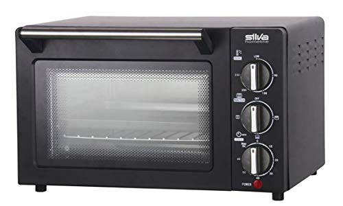 Silva Homeline MB 1400 - Mini forno da 1200 Watt, 14 l, regolabile fino a 230 gradi, grande finestra di visualizzazione, calore superiore e inferiore, con teglia e griglia, 14 litri, colore: Nero