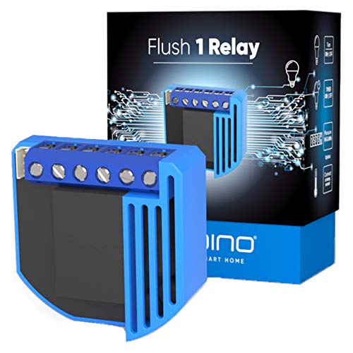 Qubino ZMNHAD1 Flush 1 Relay, Controlla Accensione/Spegnimento di un Dispositivo Elettrico, Misura Consumo, Blu