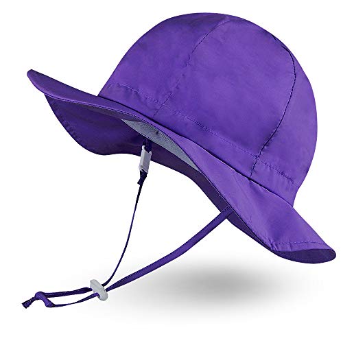 Ami & Li tots Unisex Bambino Regolabile Tesa Larga Protezione Solare UPF 50 eonata Ragazzo Cappello da Sole per Bambini Cappello da Sole per Bambini-S: Jasmine Purple