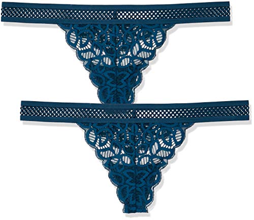 Marchio Amazon - Iris & Lilly Crochet Lace G, Corda Donna, Pacco da 2, Blu (azzurro)., M, Label: M