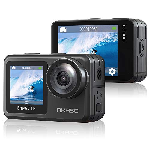 AKASO Brave 7 Le Action Cam 4K30FPS 20MP WiFi,Fotocamera Sportiva con Touch Screen IPX7 Resistente all'Acqua,Fotocamera Impermeabile con Doppio Schermo e Telecomando per Nuoto,Surf e Immersioni