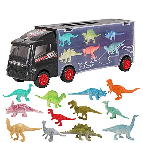 deAO Camion trasportatore di Dinosauri Valigetta per Auto nel Mondo giurassico Set Include l'assortimento di 12 Dinosauri