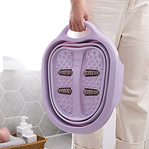 EASYBUY - Utensili per vasca da bagno e vasca da bagno, secchio per massaggi in schiuma, in plastica e gomma, portatile, per accessori per la casa (viola)