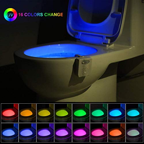 Sanitizer lampada LED per WC con deodorante ad aria, 16 colori cangianti, lampada a sospensione, luce notturna per bagno interno sedile WC, regalo divertente per uomini, padre, moglie e figlia