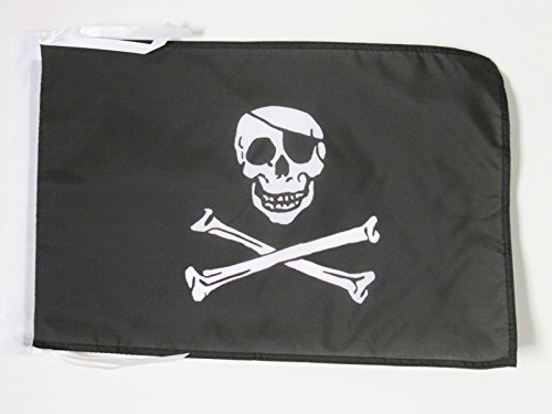 AZ FLAG Bandiera Pirata Teschio 45x30cm - BANDIERINA dei Pirati 30 x 45 cm cordicelle