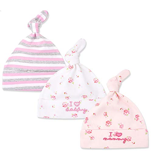 Tukistore 3 Pezzi cappello beanie Baby neonato ragazzi ragazze cotone cappellino regolabile per bambino 0 – 6 mesi