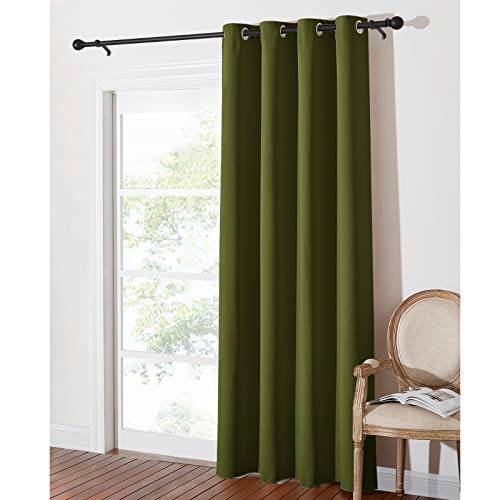 PONY DANCE Tende Camera da Letto Tende Oscuranti con Occhielli Tenda Finestra Soggiorno Verde Oliva 132x210 CM, 1 Pannello