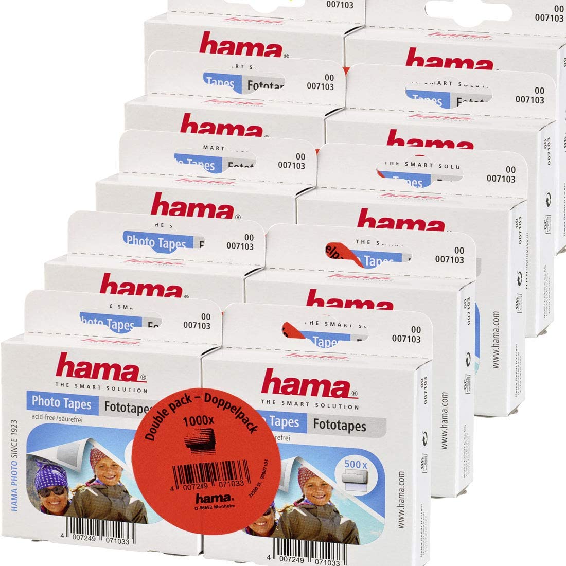 Hama - 2000 nastri adesivi per incollare foto o cartoline in album fotografici: fissaggi nascosti sul retro.
