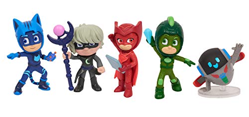 Simba 109402364 - Set di action figure PJ Masks con super pigiamini e cattivi, 5 personaggi, 8 cm, per bambini dai 3 anni in su