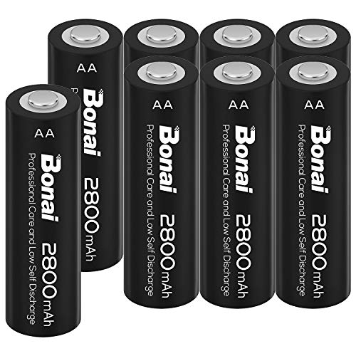 Batterie Ricaricabili AA ad Alta Capacità 2800mAh, Bonai Pro Pile Ricaricabili Stilo AA Ni-MH (1200 cicli, Pre-caricate, confezione da 8)
