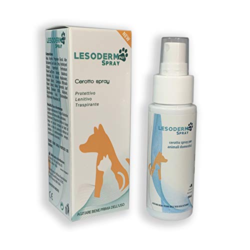 Lesoderm Pet Spray cicatrizzante per animali 50 ml - Cerotto spray protettivo per escoriazioni e ferite superficiali di cani, gatti, animali domestici e da cortile