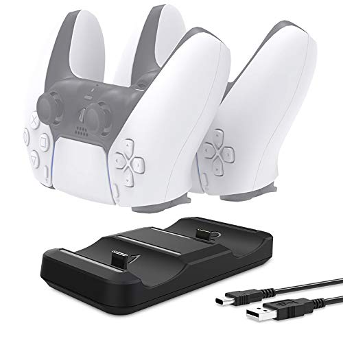 Ozvavzk Ricarica Controller PS5, PS5 Docking Station con Type-C Cavo di Ricarica PS5 Stazione per DualSense Wireless Controller Carica Rapidamente due Controller PS5