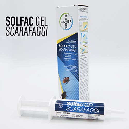 Solfac Gel Scarafaggi, insetticida ad azione prolungata contro scarafaggi, blatte, cimici, ragni, pulci. Siringa pronta all’uso per infestazioni medie e forti