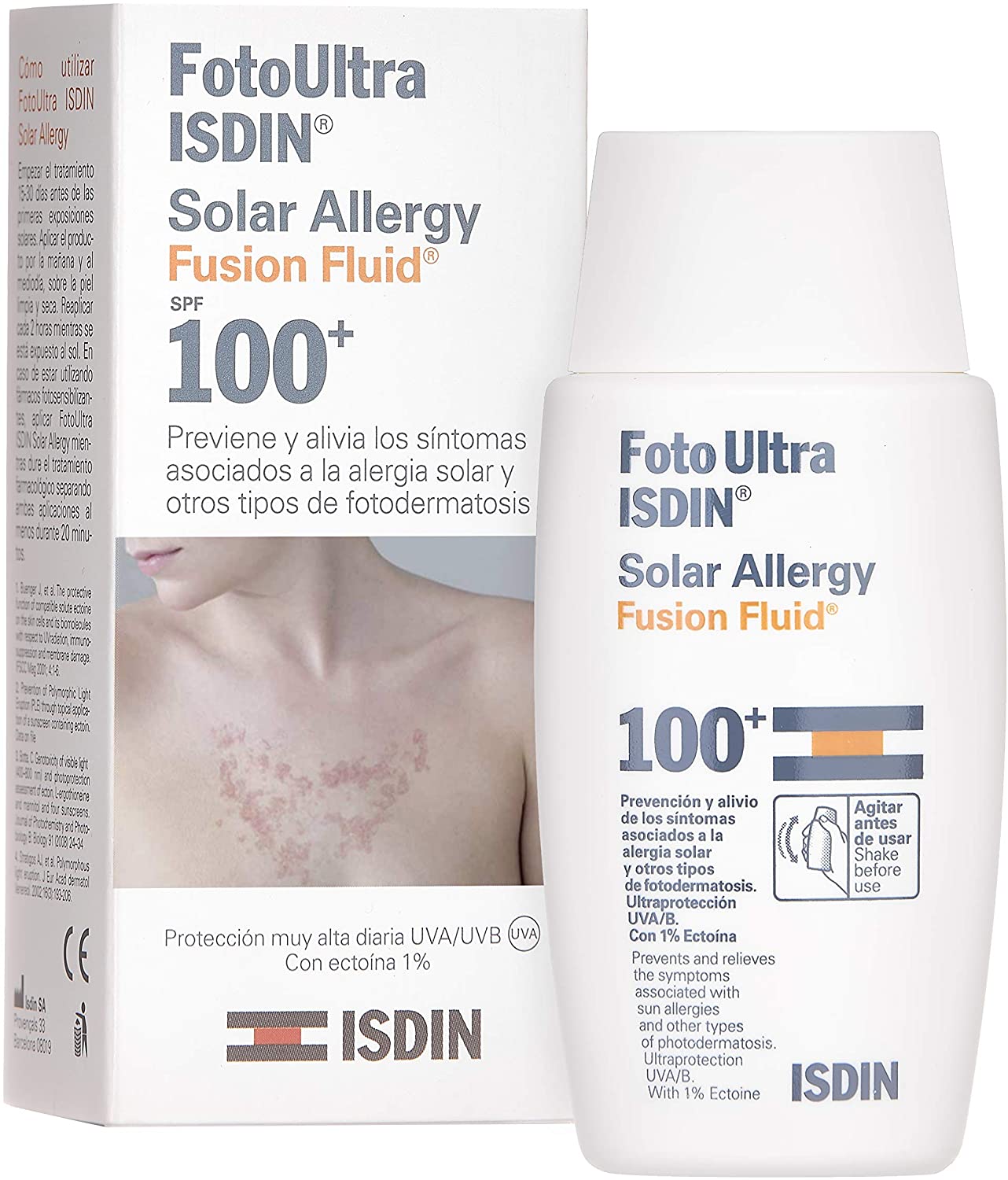 Isdin Foto Ultra Solar Allergy Fusion Fluid SPF 100+| Crema Solare protezione molto Alta per Pelli con Allergia al Sole 1 x 50ml