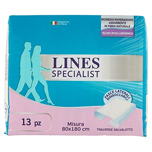 Lines Specialist Traversa, 13 Assorbenti per Incontinenza Uomo e Donna, 80x180 cm